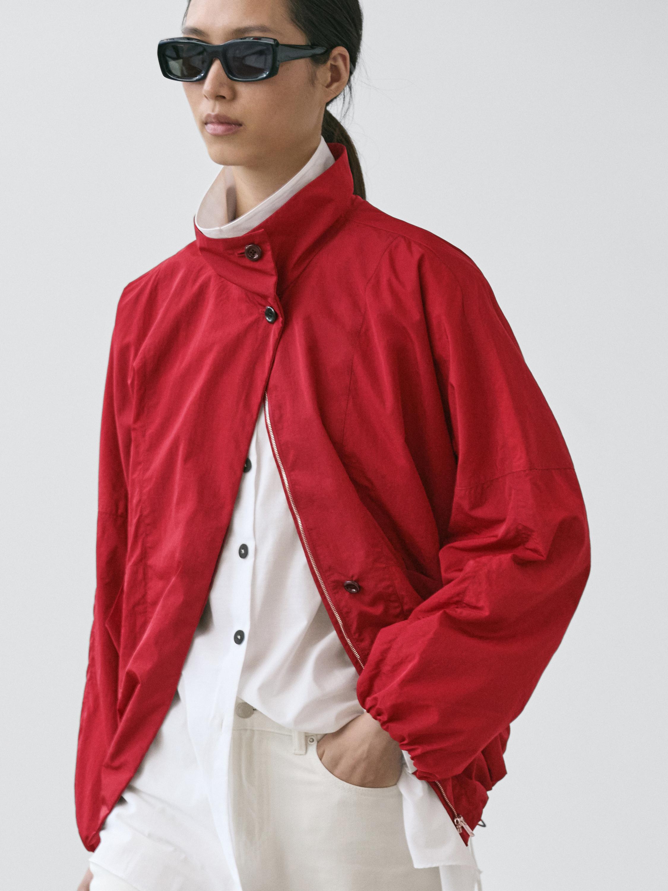 Veste bomber bouffante à col montant